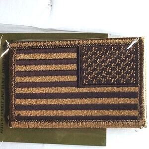 Fox Outdoor US Flag Reverse Patch Subdued Coyote Tactical Hook Backing 3" x 2"